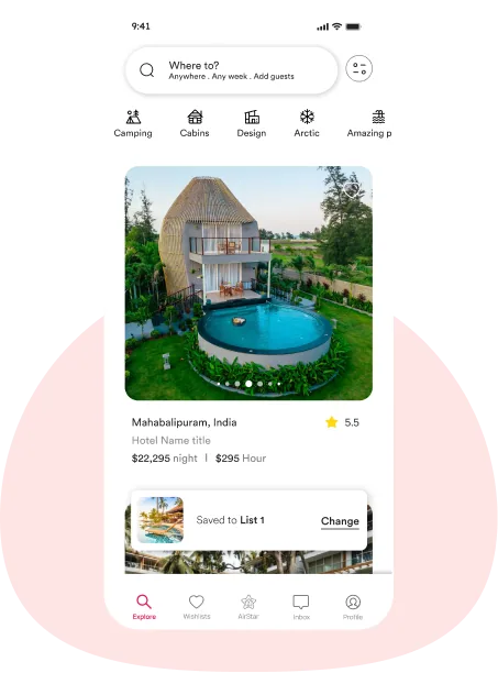 AirStar guest app screen showing property search and details