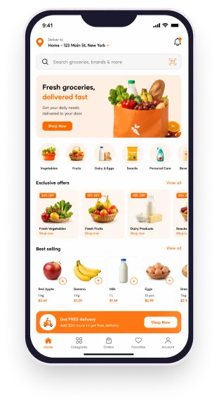 Instacart clone app screens